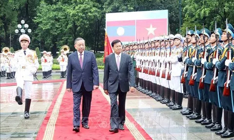 Tổng Bí thư, Chủ tịch nước Tô Lâm chủ trì Lễ đón Tổng Bí thư, Chủ tịch nước Lào Thongloun Sisoulith